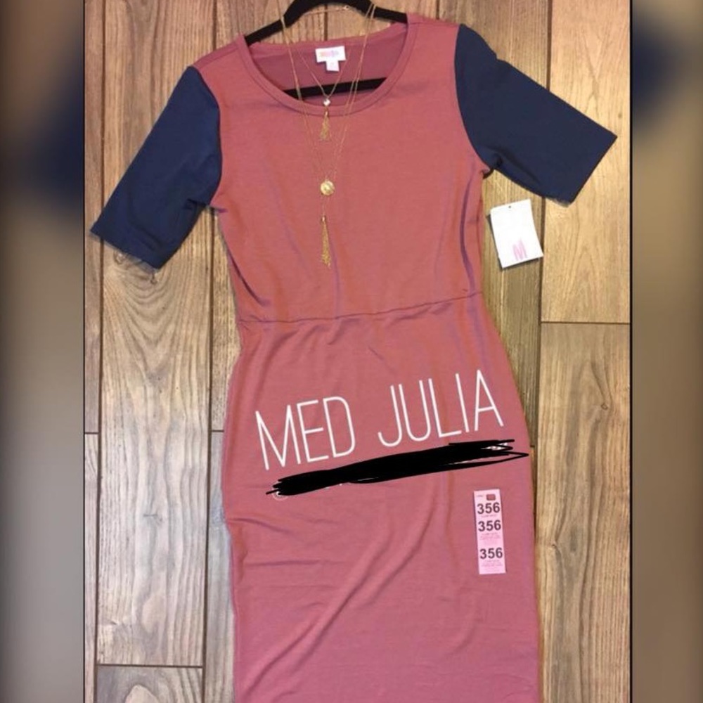 Lularoe Pink and Blue Solid Julia Dress